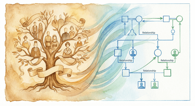 Timeline showing the evolution of genograms from 1950s to present