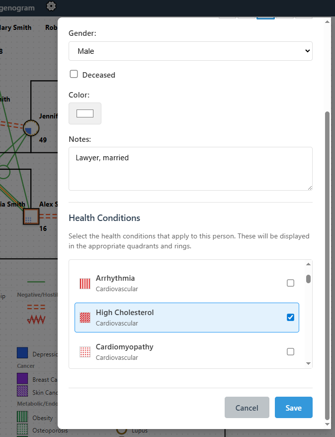 Health Conditions Interface